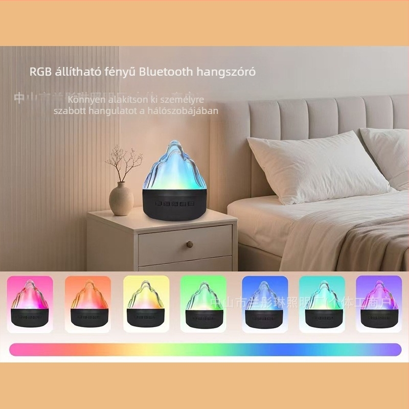 Színes LED újratölthető hangulatvilágítás Bluetooth hangszóróval – éjjeli lámpa jéghegy alakban