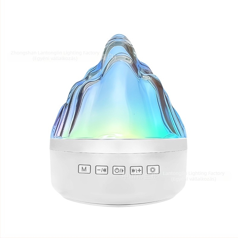 Színes LED újratölthető hangulatvilágítás Bluetooth hangszóróval – éjjeli lámpa jéghegy alakban