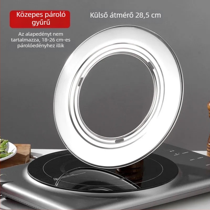 Körkörös rozsdamentes acél gőzölő rács osztóval és gőzölő lemezekkel dumplingshez és kis gőzölt zsemlékhez, otthoni használatra