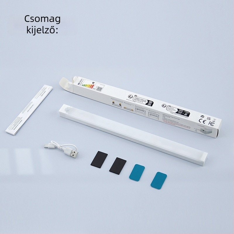 LED mozgásérzékelős lámpa mágneses rögzítéssel ruhásszekrényhez, cipősszekrényhez és szekrényhez; USB-ről újratölthető hosszú fénycsík éjszakai fény