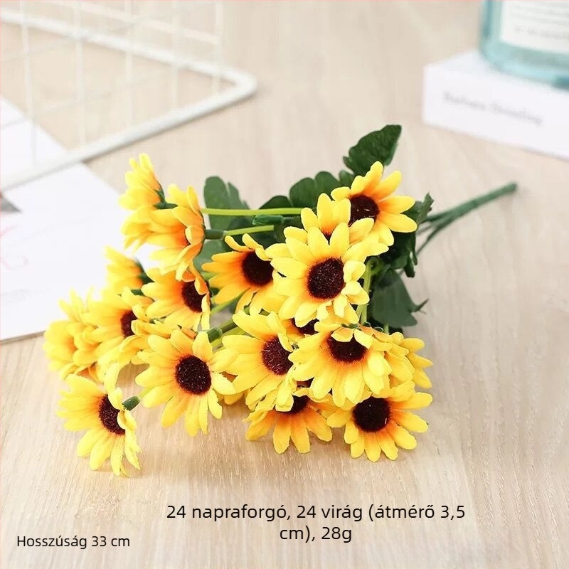 Mesterséges selyem napraforgó, 13-fejű és 7-fejű, otthoni dekoráció