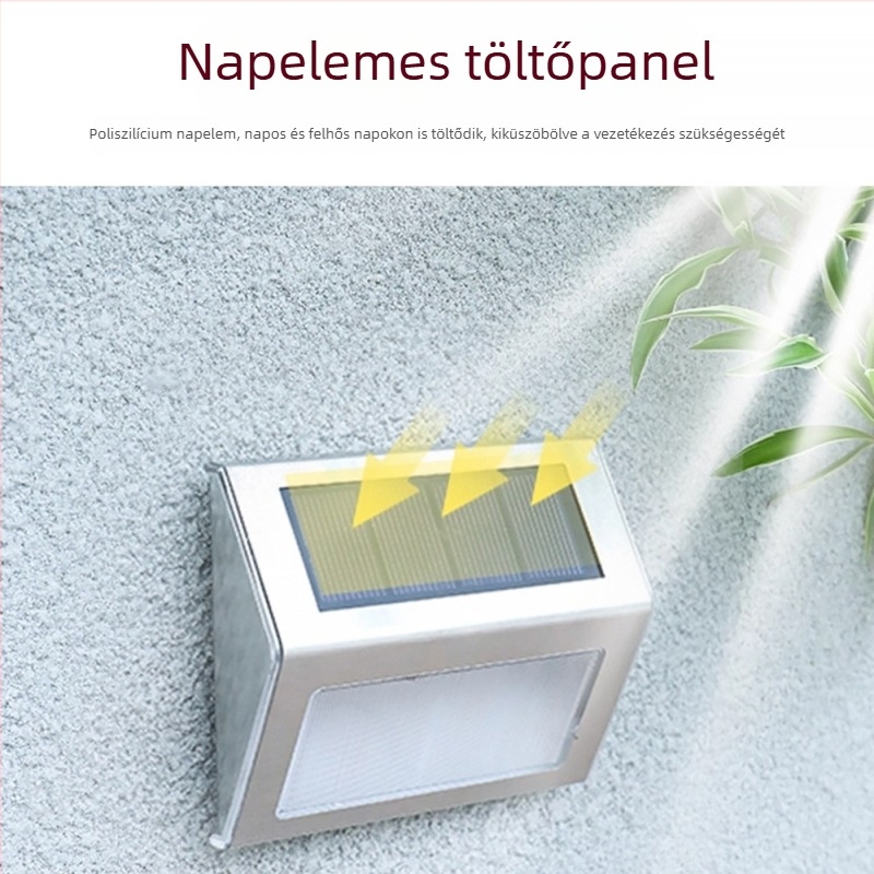 Napelemes lépcsőfény – kültéri spotlámpa, vízálló kertvilágítás szenzorral a lépcsőknek