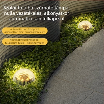 LED gyeplámpa repesztett felülettel, napelemes kültéri kertvilágítás, vízálló föld alatti lámpa