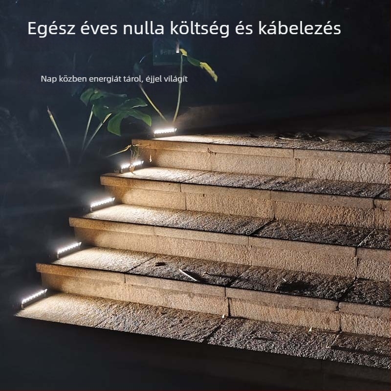 Napelemes járdasáv lámpák – vízálló alumínium ház, kerthez és lépcsőkhöz talajvilágítás