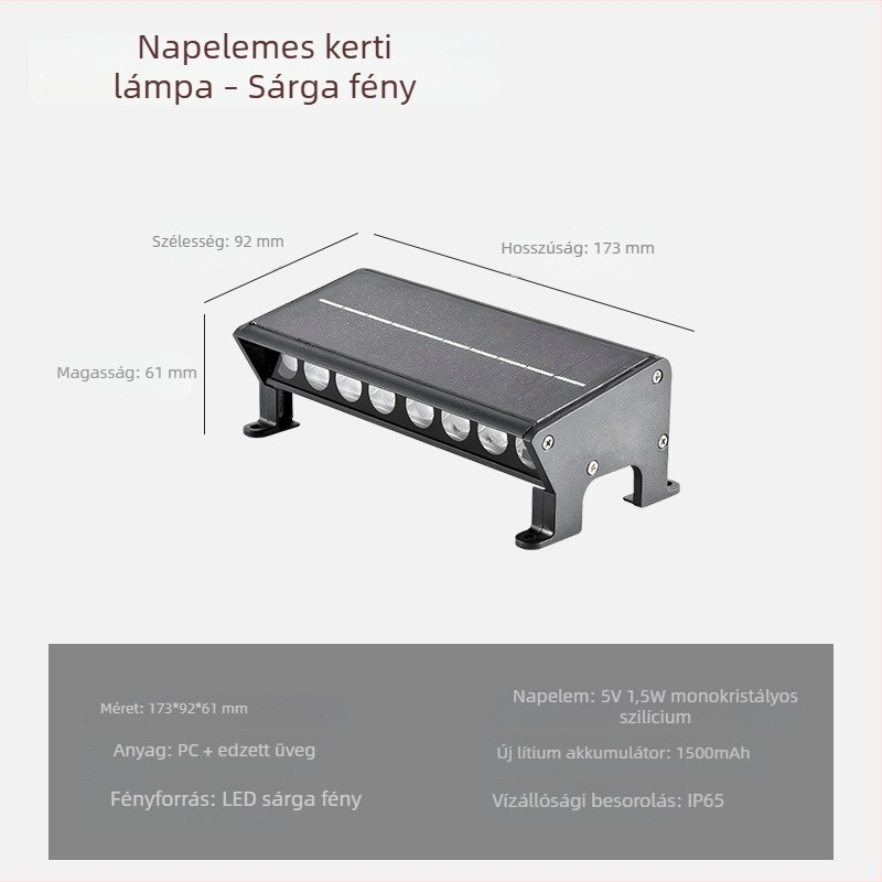 Napelemes járdasáv lámpák – vízálló alumínium ház, kerthez és lépcsőkhöz talajvilágítás