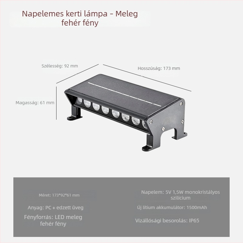 Napelemes járdasáv lámpák – vízálló alumínium ház, kerthez és lépcsőkhöz talajvilágítás