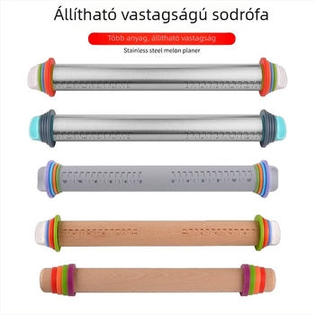 Állítható fából készült nyújtófa tapadásmentes rozsdamentes acél felülettel a tészta és nudli számára – konyhai sütőeszköz