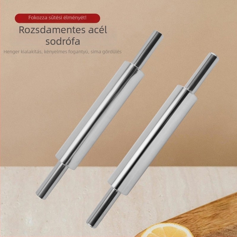 Rozsdamentes acélból készült forgó nyújtófa dumpling- és tésztaalhoz