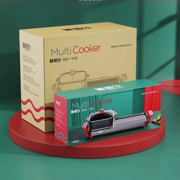 Családi 2-in-1 shabu-shabu és grill elektromos edény, dupla hőmérséklet-szabályozással, koreai stílusú grill, tapadásmentes bevonat