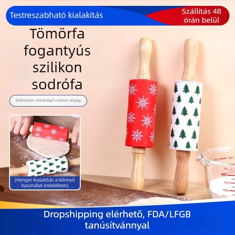 Mini szilikon tésztanyújtó roló otthoni használatra, tapadásmentes, gyerekbarát