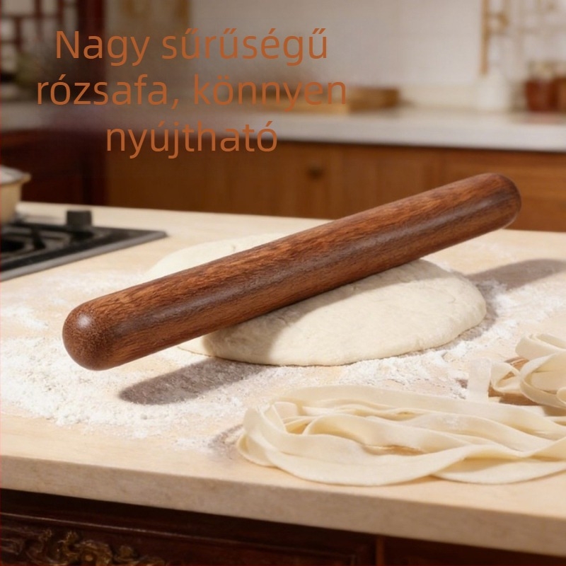 Vörös szantálfa nyújtófa háztartási használatra, tömörfa, kerek fejű nyújtófa tésztalapokhoz, sütőeszköz