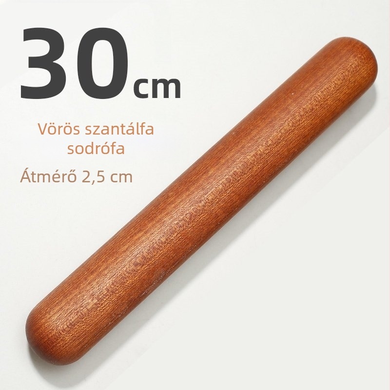 Vörös szantálfa nyújtófa háztartási használatra, tömörfa, kerek fejű nyújtófa tésztalapokhoz, sütőeszköz