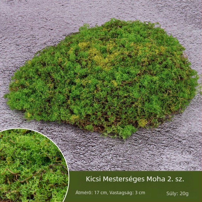 Mesterséges moha és fű a mini tájhoz, dekoratív zöld növények a cserépben, kirakat dekoráció