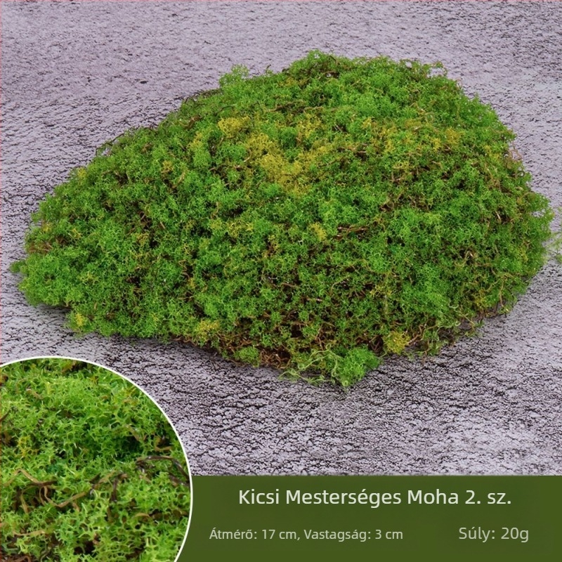 Mesterséges moha és fű a mini tájhoz, dekoratív zöld növények a cserépben, kirakat dekoráció