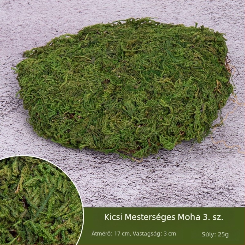 Mesterséges moha és fű a mini tájhoz, dekoratív zöld növények a cserépben, kirakat dekoráció