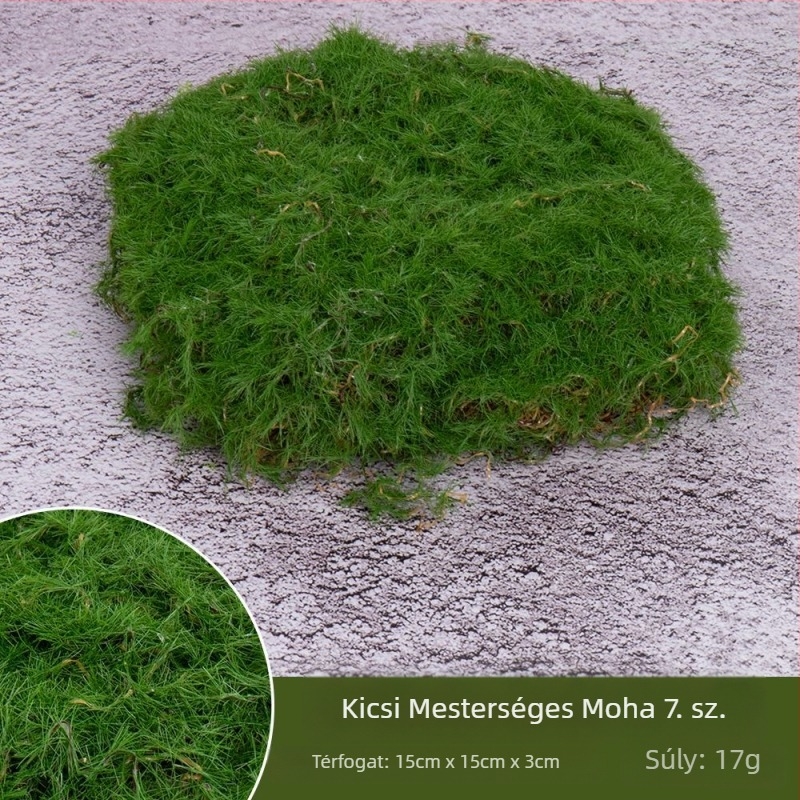 Mesterséges moha és fű a mini tájhoz, dekoratív zöld növények a cserépben, kirakat dekoráció
