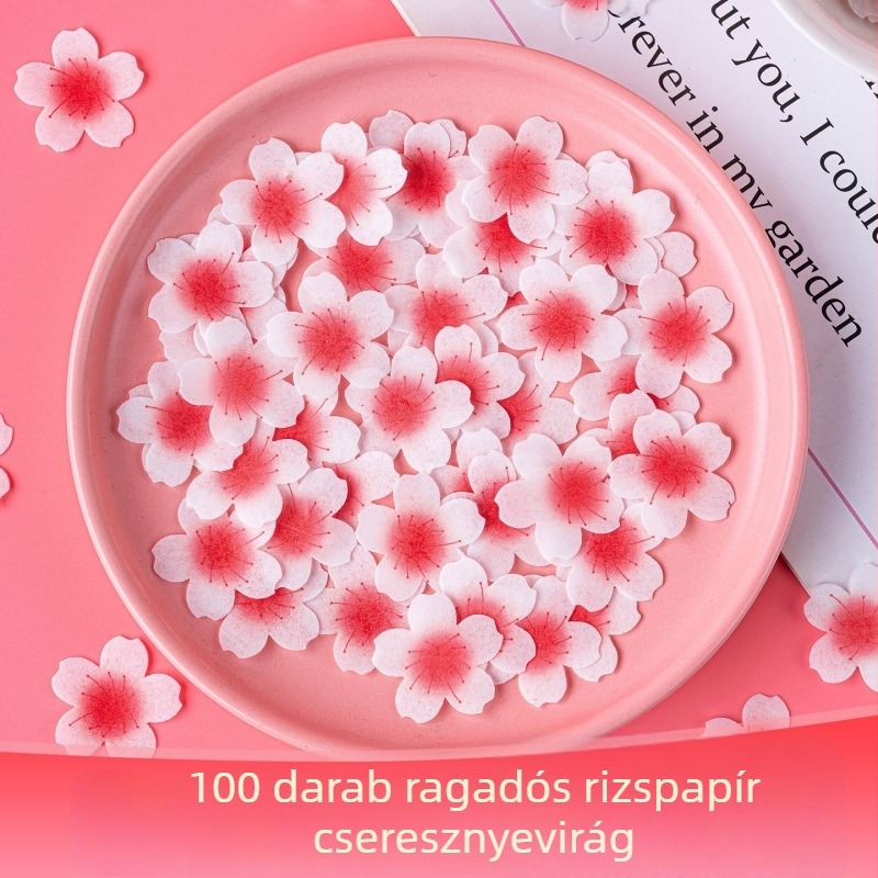 Sakura rizspapír és wafer papír torták és lollipopok díszítéséhez virágos mintákkal és kristályos csillagos éggel
