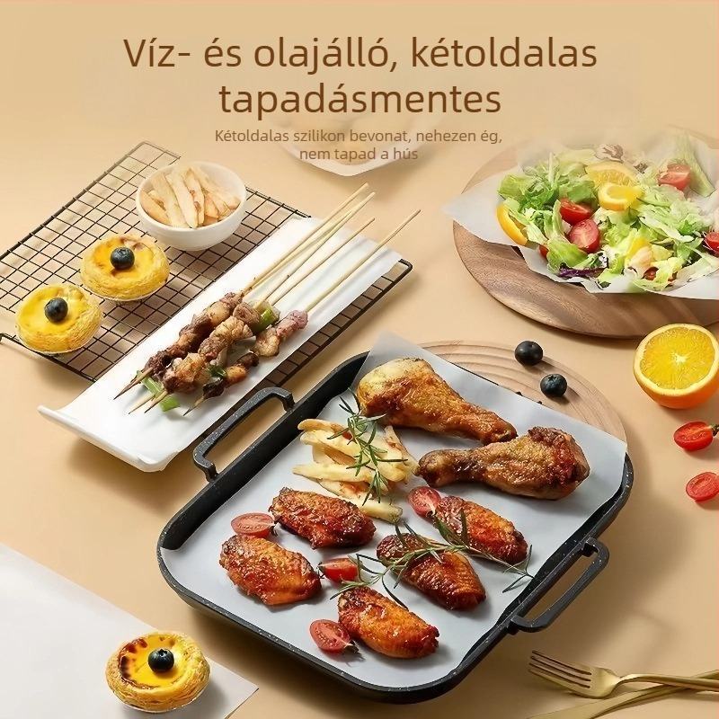 Szilikon bevonat sütőpapír, magas hőmérséklet-álló, tapadásmentes, zsírt felszívó