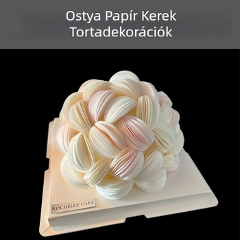 Vaflipapírból készült kör alakú szeletek és ragadós rizspapírból készült kör alakú golyók kínai stílusú esküvői tortadíszhez (késztermék)