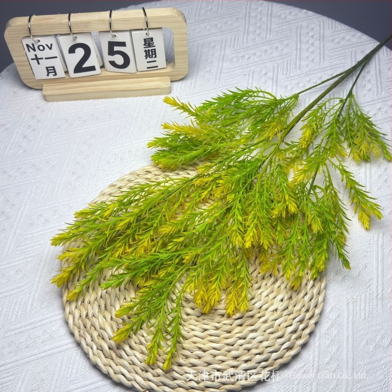 Rétegzett arany színű mű zöld növény otthoni dekorációhoz, nappali díszítés, esküvői dekoráció arany fűzzel