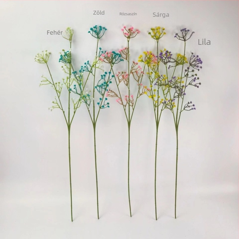 Valódi hatású művirágos menyasszonyi csokor gypsophilával, 60 cm magas