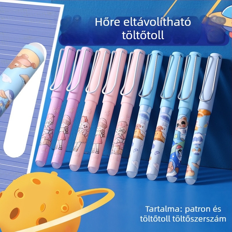Harmadik osztályos tanulók számára készült hőérzékeny, törölhető gyakorlókészlet tintapatronos tollal