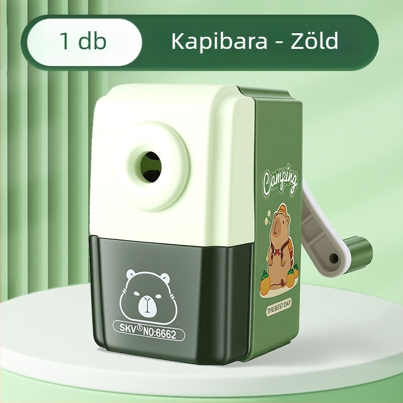 Capybara ceruzahegyező gyerekeknek, kézi tekerésű, rajzfilmszerű dizájn