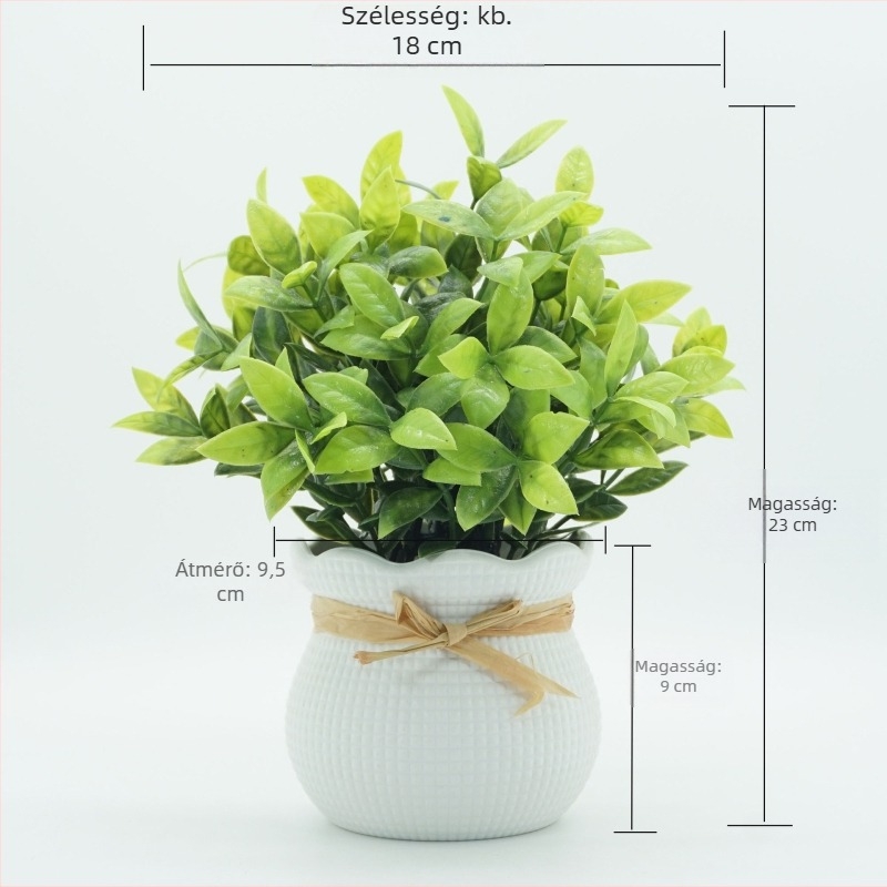Műanyag növény cserépben, asztali dekorációhoz, zöld, bonsai kicsi (10–30 cm)
