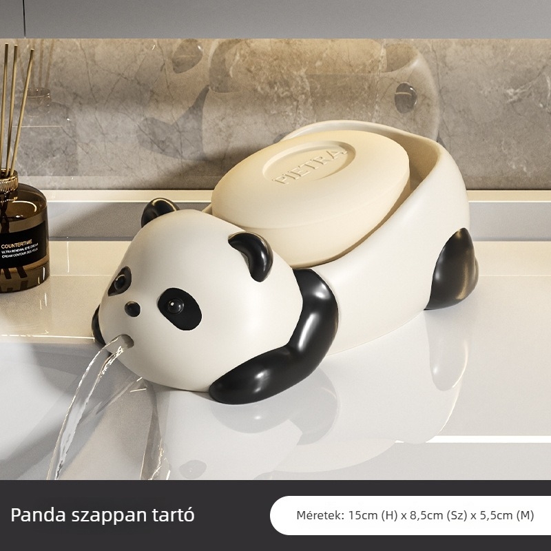 Panda-stílusú gyanta alapú fogkefetartó és sminkecset-tároló