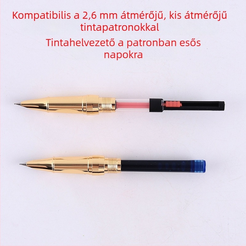 Lanbitou 3075 fém töltőtoll harmadik osztályos diákoknak, ideális írás- és kaligráfia gyakorlásához kemény tollal, cserélhető tintapatron, extra finom hegy 0,38 mm
