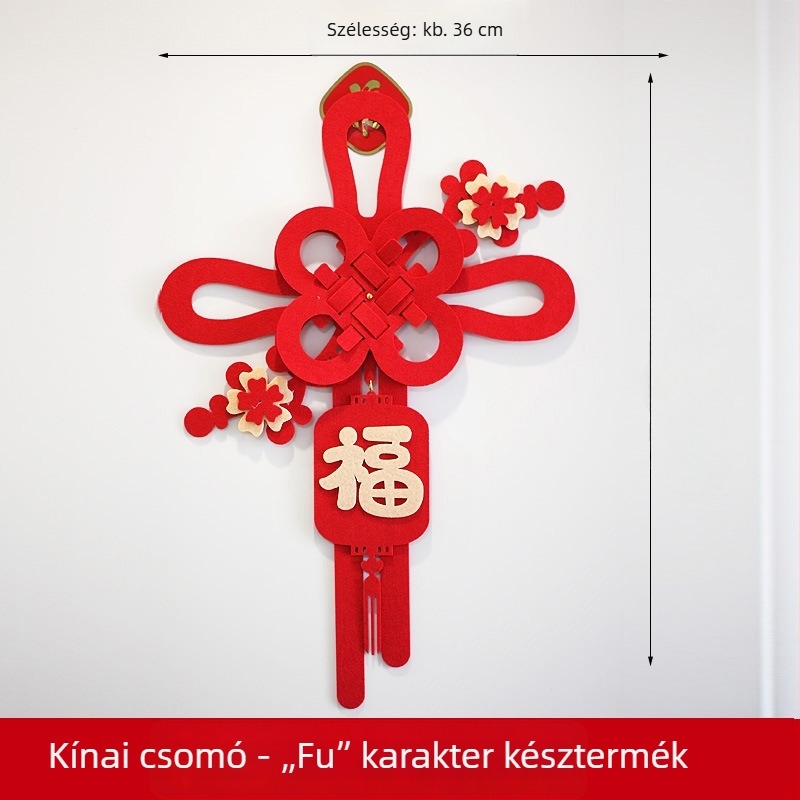 Újévi kínai csomó ajtódísz a szerencse szimbólumával, lakásavatóra és a Tavaszi Fesztiválra 2026