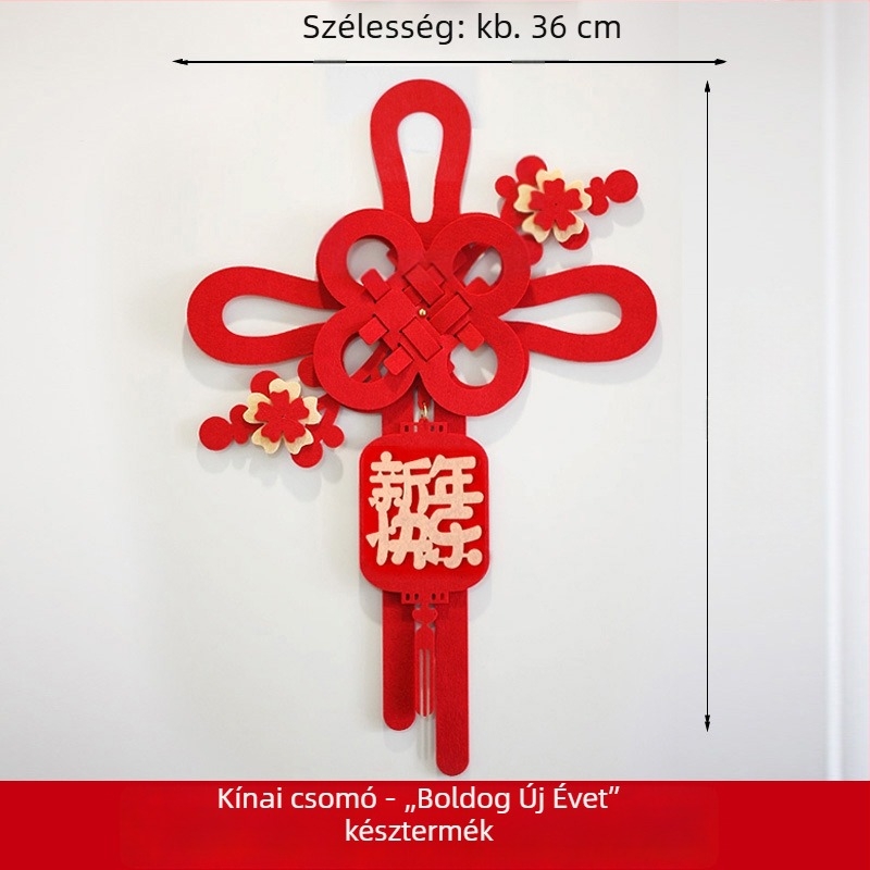 Újévi kínai csomó ajtódísz a szerencse szimbólumával, lakásavatóra és a Tavaszi Fesztiválra 2026