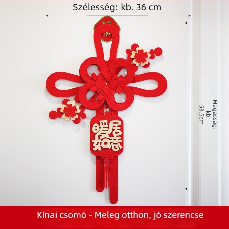 Újévi kínai csomó ajtódísz a szerencse szimbólumával, lakásavatóra és a Tavaszi Fesztiválra 2026