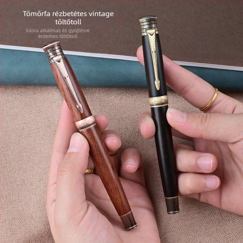 Eternal 9388 sárgaréz- és tömörfa retro toll kalligráfiához 0,7 mm görbült heggyel