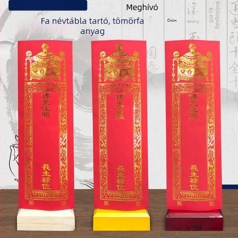 Fa ősi tábla tartó otthoni buddhista oltárhoz, hosszú életet jelző lelki tábla tartó