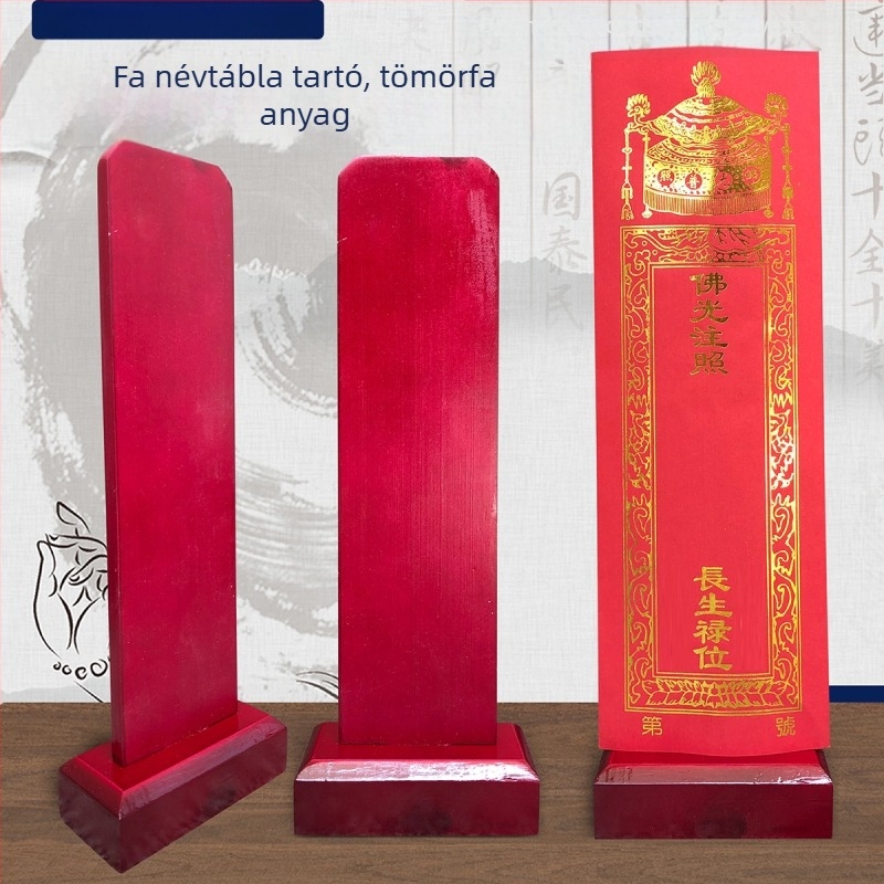 Fa ősi tábla tartó otthoni buddhista oltárhoz, hosszú életet jelző lelki tábla tartó