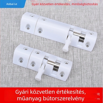 Műanyag kézi nyomógombos zár fa ajtókhoz és szekrényekhez, rugós felületi szerelés