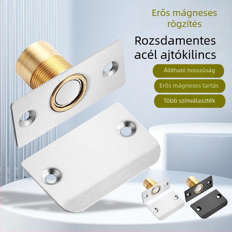 Rozsdamentes acél mágneses ajtózár rejtett faajtókhoz, állítható felső mágneszár, rugóval működő ajtó mágnes