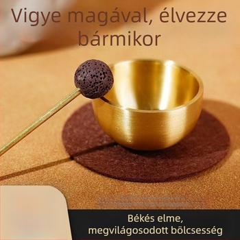 Réz éneklő tál mini meditációhoz és stresszoldáshoz — kézműves hangterápia illóolajjal, ajándék