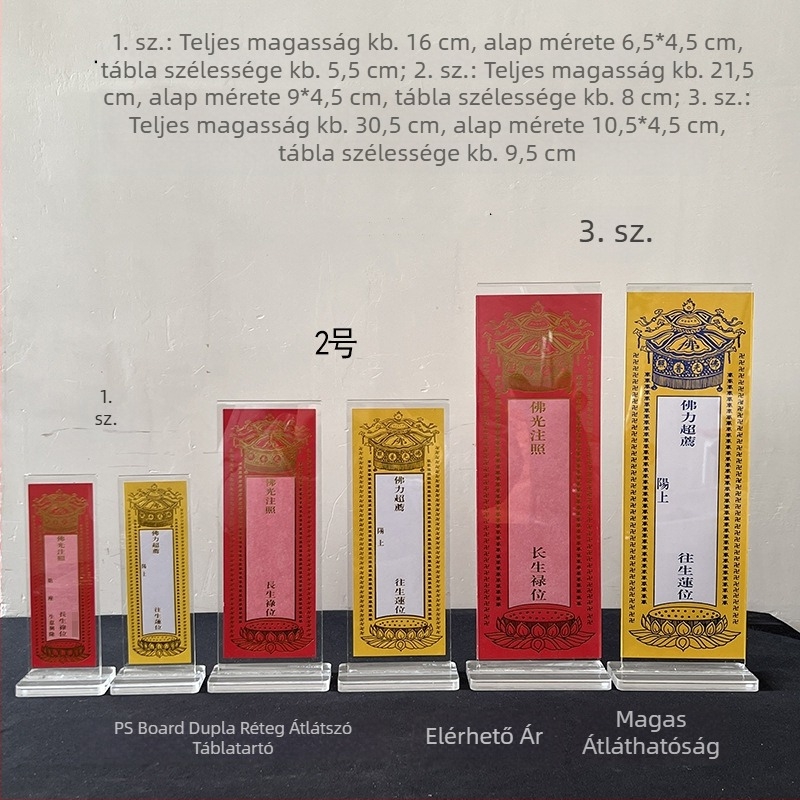 Akril emlék tábla tartó csúszó mechanizussal, kétoldalas átlátszó kristályos kijelző templomhoz