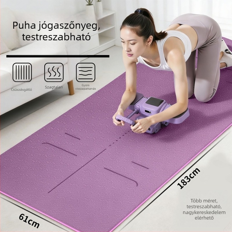 Csúszásmentes TPE jóga matrac, vastagabb és szélesebb, nagy sűrűségű, uniszex, ütéscsillapító és csendes, hordozható