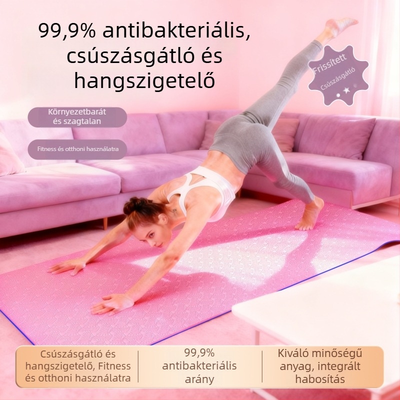 Csúszásmentes TPE jóga matrac, vastagabb és szélesebb, nagy sűrűségű, uniszex, ütéscsillapító és csendes, hordozható