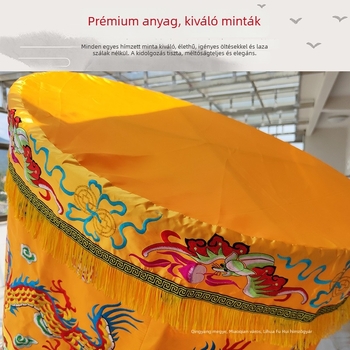 Hímzett sárkány baldachin buddhista templom számára — sárga selyem esernyőállvány
