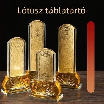 Fehér Liuli kristály ősök táblája lotus alapzattal tiszteletadásra