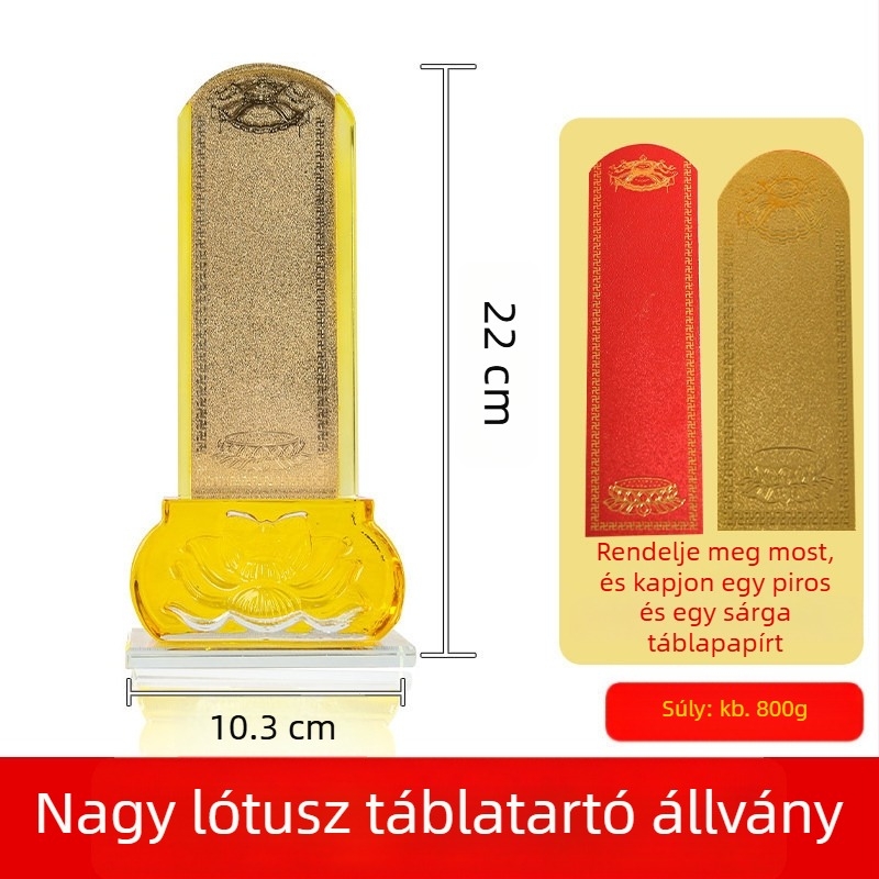 Fehér Liuli kristály ősök táblája lotus alapzattal tiszteletadásra