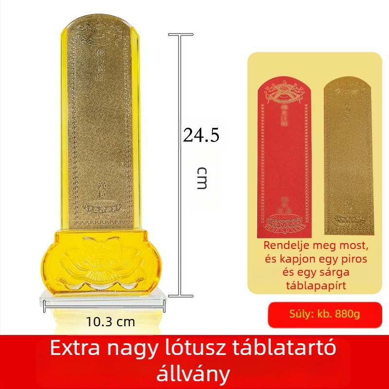 Fehér Liuli kristály ősök táblája lotus alapzattal tiszteletadásra