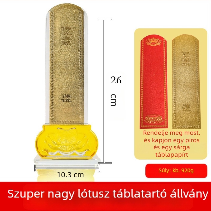 Fehér Liuli kristály ősök táblája lotus alapzattal tiszteletadásra