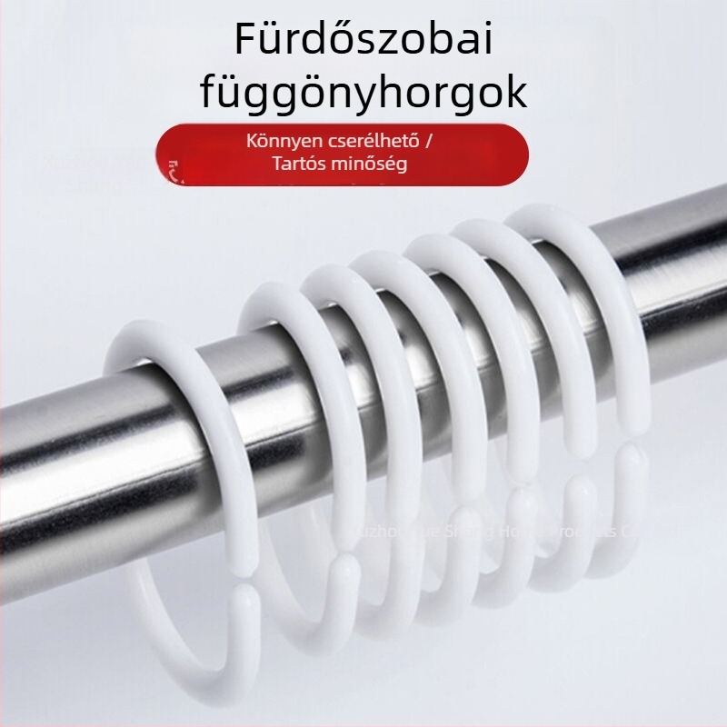 Fúrás nélkül szerelhető függönyrúd kampók, golyógyűrűs zuhanyfüggöny gyűrűk, nyitott C-formájú gyűrűk függönyökhöz
