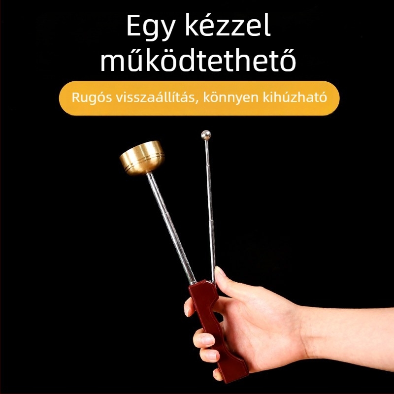 Réz buddhista mantra-csengő, kihúzható mechanizmussal, oltárdekoráció