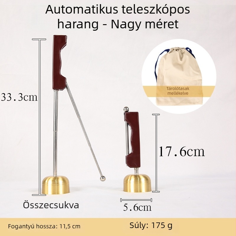 Réz buddhista mantra-csengő, kihúzható mechanizmussal, oltárdekoráció